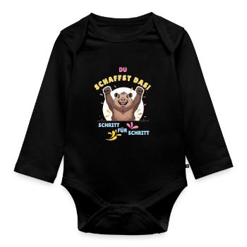 Du bist capybara-stark! Du schaffst alles! - Baby Bio-Langarm-Body - Schwarz - Vorne