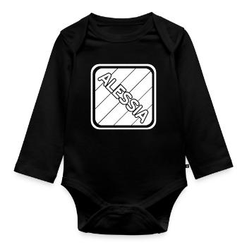 Prénom de fille Alessia - Body Bébé bio manches longues - noir - Devant