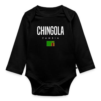 Chingola Sambia - Baby Bio-Langarm-Body - Schwarz - Vorne
