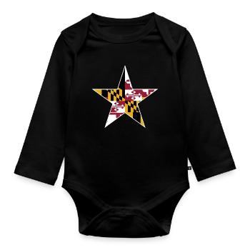 Maryland Flag Stern Design - Baby Bio-Langarm-Body - Schwarz - Vorne