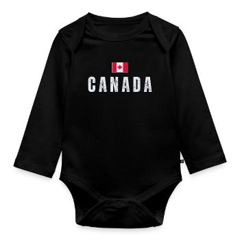 Drapeau canadien, patriote canadien - Body Bébé bio manches longues - noir - Devant