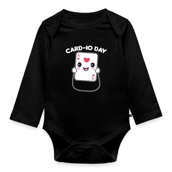 Card-io day Kartenspiel Wortspiel mit Sport - Baby Bio-Langarm-Body - Schwarz - Vorne