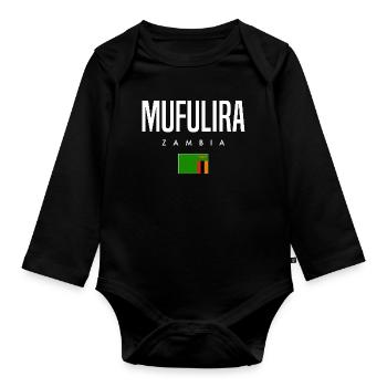 Mufulira Sambia - Baby Bio-Langarm-Body - Schwarz - Vorne