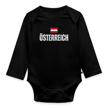 Drapeau autrichien, patriote autrichien - Body Bébé bio manches longues - noir - Devant