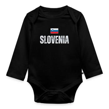 Drapeau slovène, patriote slovène - Body Bébé bio manches longues - noir - Devant