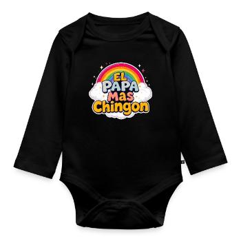 El Papa Mas Chingon - Organic Longsleeve Baby Bodysuit - black - Front