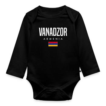 Vanadzor, Arménie - Body Bébé bio manches longues - noir - Devant