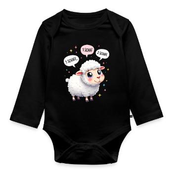 Mouton Nuit Chemise Berger Sommeil Nuit Cadeau - Body Bébé bio manches longues - noir - Devant
