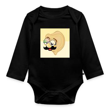 Pois chiches papa moustache - Body Bébé bio manches longues - noir - Devant