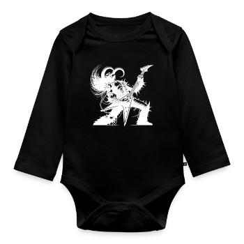 Demonic guitar solo louder than hell - Organic Longsleeve Baby Bodysuit - black - Front
