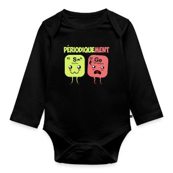 Periodically Wise Humor Periodic Table - Organic Longsleeve Baby Bodysuit - black - Front