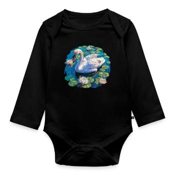 Swans Swan - Organic Longsleeve Baby Bodysuit - black - Front