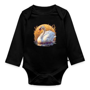 Schwäne Schwan - Baby Bio-Langarm-Body - Schwarz - Vorne
