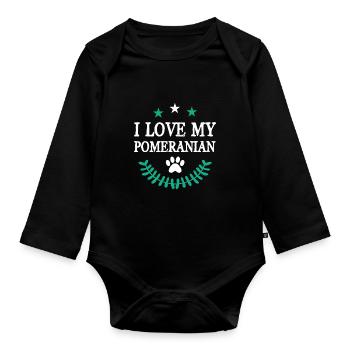 POMERANIAN - Baby Bio-Langarm-Body - Schwarz - Vorne