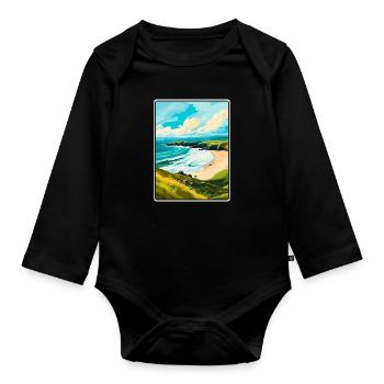 Dingle-Halbinsel Irland Reiseplakat Stadtbild - Baby Bio-Langarm-Body - Schwarz - Vorne