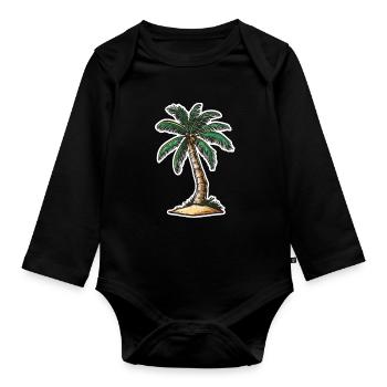 Palm tree - Organic Longsleeve Baby Bodysuit - black - Front