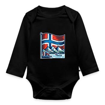 Bateau de pêche Norvège - Body Bébé bio manches longues - noir - Devant