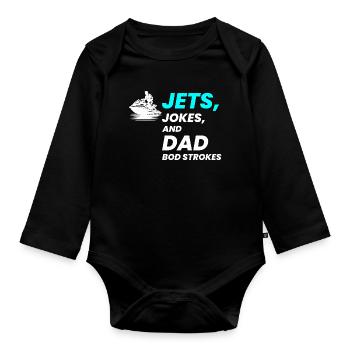 Jets-Witze und Dad Bod Strokes - Baby Bio-Langarm-Body - Schwarz - Vorne