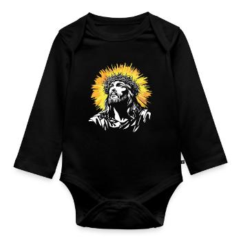 Holy Jesus Christ motif - Organic Longsleeve Baby Bodysuit - black - Front