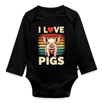 Pig Sow Farmer Farmer Gift Retro - Organic Longsleeve Baby Bodysuit - black - Front