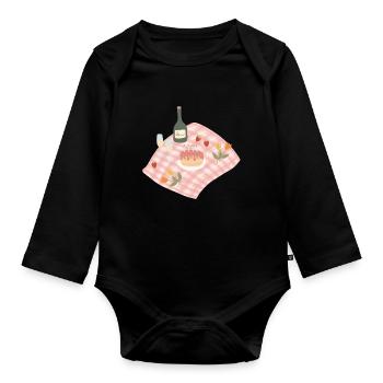 Feier Picknick Party Design - Baby Bio-Langarm-Body - Schwarz - Vorne