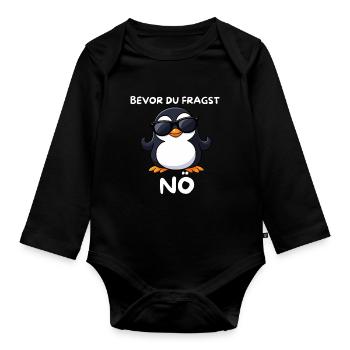 Penguin with sunglasses Lower Austria - Organic Longsleeve Baby Bodysuit - black - Front