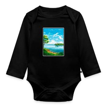 Lake Erie USA Canada Travel Poster Cityscape WPA - Organic Longsleeve Baby Bodysuit - black - Front