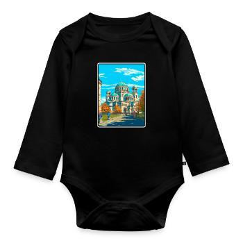 Sofia Bulgarien Vintage-Reiseplakat Cityscape WPA - Baby Bio-Langarm-Body - Schwarz - Vorne