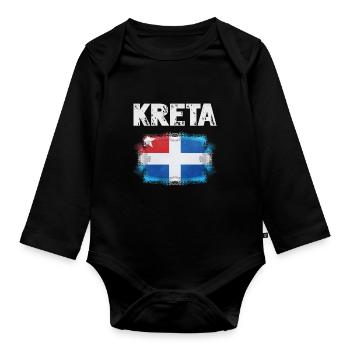 Crete flag design with watercolor effect - Organic Longsleeve Baby Bodysuit - black - Front