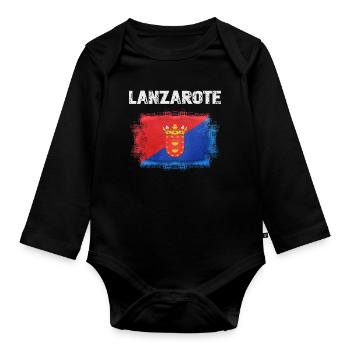 Drapeau de Lanzarote avec armoiries - Body Bébé bio manches longues - noir - Devant