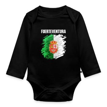 Fuerteventura Flaggen Design - Baby Bio-Langarm-Body - Schwarz - Vorne