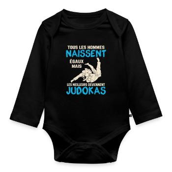 Judo Geschenk - Baby Bio-Langarm-Body - Schwarz - Vorne
