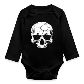 Abstract skull with cracks - Organic Longsleeve Baby Bodysuit - black - Front