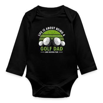 The Best Days Are Spent Golfing Retro Fun Lover - Organic Longsleeve Baby Bodysuit - black - Front