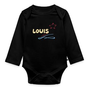 Cadeau pour Louis - Body Bébé bio manches longues - noir - Devant