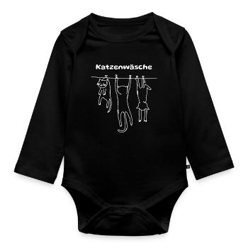 Idée cadeau pour t-shirt pour chat, lavage de chat, maison pour chat - Body Bébé bio manches longues - noir - Devant