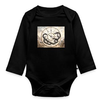 Uhrenschlange: Mythos und Zeit - Baby Bio-Langarm-Body - Schwarz - Vorne