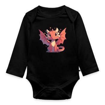 Drachen Drache - Baby Bio-Langarm-Body - Schwarz - Vorne