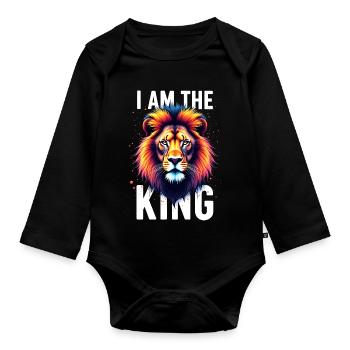 I am the King Lion - Organic Longsleeve Baby Bodysuit - black - Front