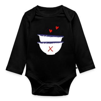 Lettre x bols breton - Body Bébé bio manches longues - noir - Devant