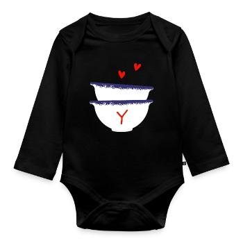 Lettre y bols breton - Body Bébé bio manches longues - noir - Devant