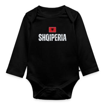 Fabriqué en Albanie, drapeau de l’Albanie - Body Bébé bio manches longues - noir - Devant