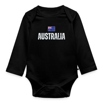 Flag Australia, I love Australia - Organic Longsleeve Baby Bodysuit - black - Front
