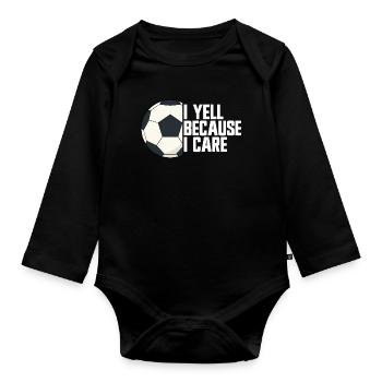 I'm screaming because I care about football parents - Organic Longsleeve Baby Bodysuit - black - Front