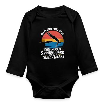 Kunstspringen Turmspringer Sprungbrett - Baby Bio-Langarm-Body - Schwarz - Vorne