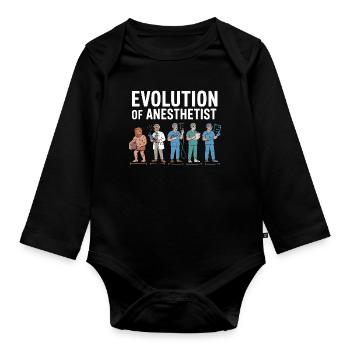 Evolution of Anaesthesiologists Illustration - Organic Longsleeve Baby Bodysuit - black - Front