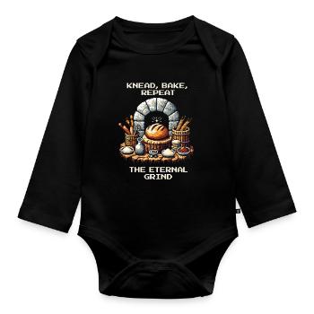 Knead, Bake, Repeat | Bread Baking Humor - Organic Longsleeve Baby Bodysuit - black - Front