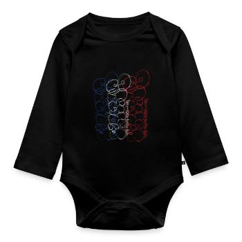 Paris Abstract Sketch in Blue, White and Red - Organic Longsleeve Baby Bodysuit - black - Front