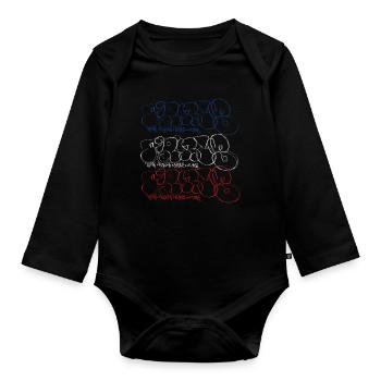 Graffiti Art Collage Print (Parisian Bubble Style - Organic Longsleeve Baby Bodysuit - black - Front