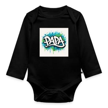Graffiti Style Dad Illustration - Organic Longsleeve Baby Bodysuit - black - Front
